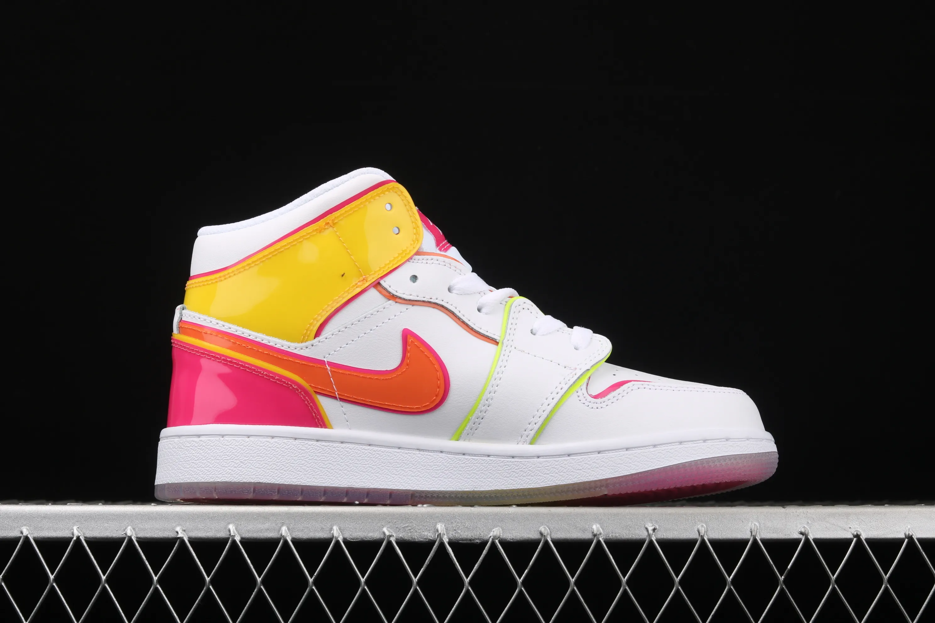 All categories Air Jordan Jordan series basketball shoes Air Jordan 1 Mid Air Jordan 1 Mid AJ1 Joe 1 mid-top white, yellow and pink candy color CV4611-100